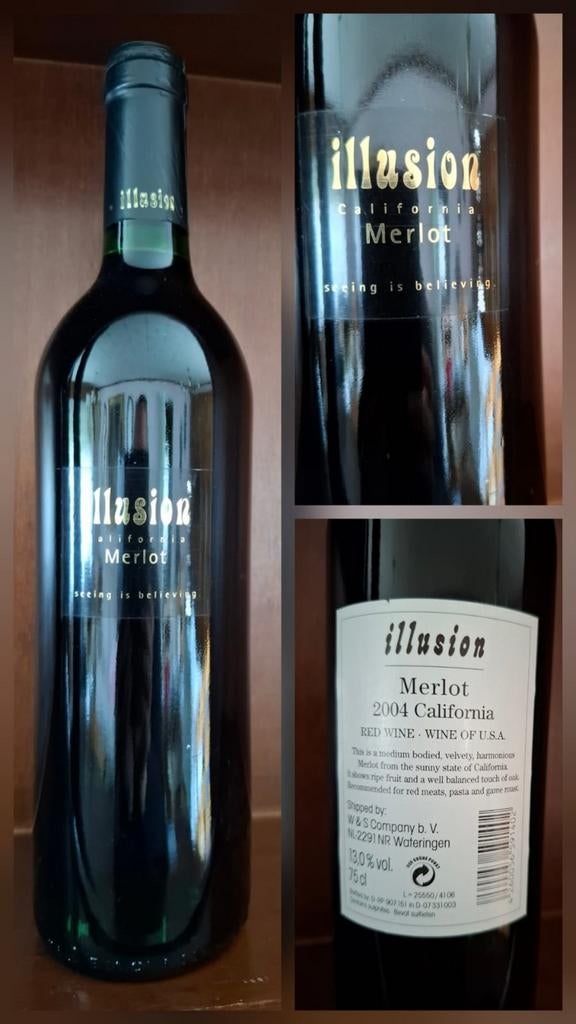 Illusion Merlot 2004 – California USA, Ophalen of Verzenden, Zo goed als nieuw, Rode wijn