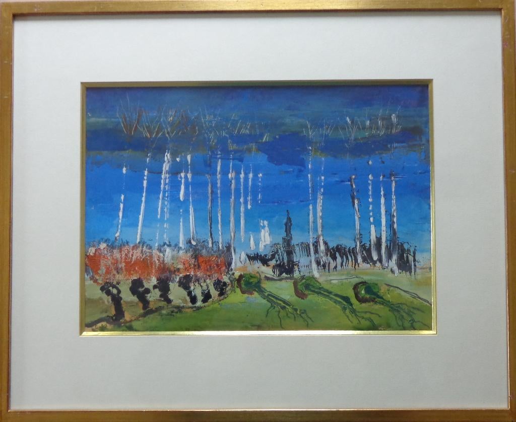 JACK GODDERIS / ABSTRACT LANDSCHAP/ OLIEVERF KARTON 47x57cm, Enlèvement ou Envoi