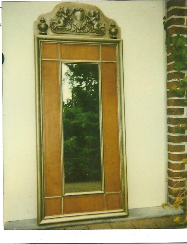 grote wandspiegel antieke wijze, Ophalen, Rechthoekig, 50 tot 100 cm, 100 tot 150 cm