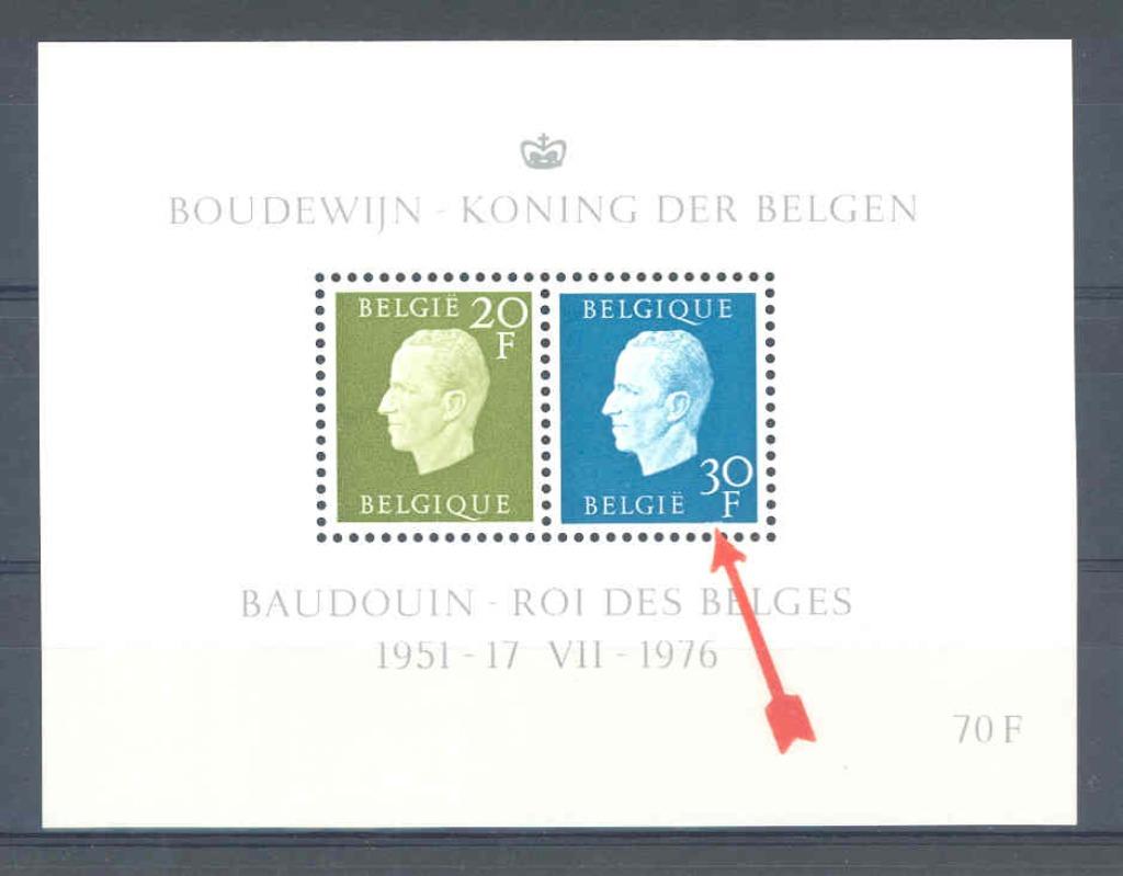 Belgique 1976 Bloc Roi Baudouin avec variété LUPPI **, Neuf, Non oblitéré, Gomme originale, Maison royale