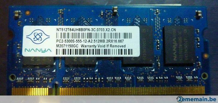 nanya sodimm ddr2  pc2-5300s-555-12-a2.512mb 2rx16.667, Gebruikt