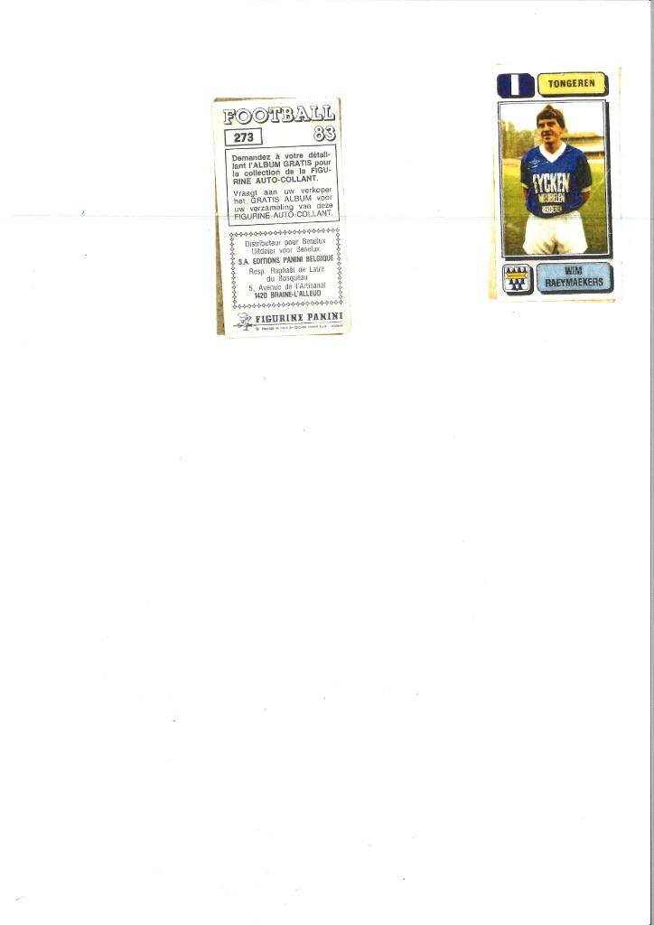 Panini Football 83, Ophalen, Sticker