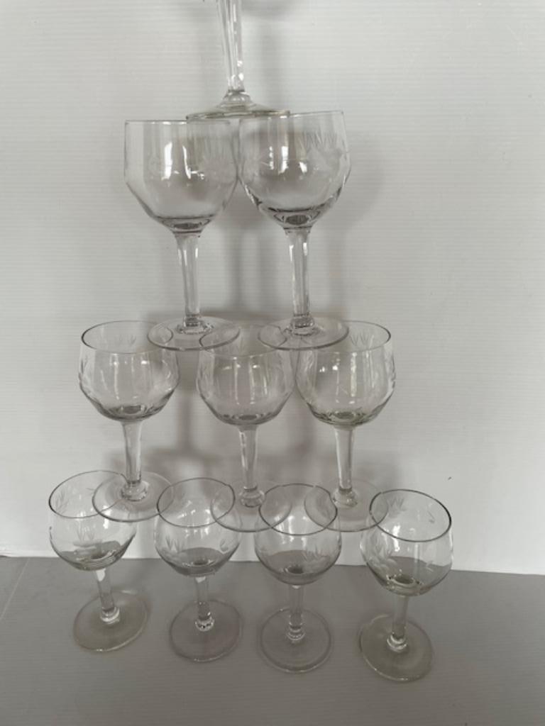 10 vintage wijnglazen, Antiek en Kunst, Ophalen of Verzenden