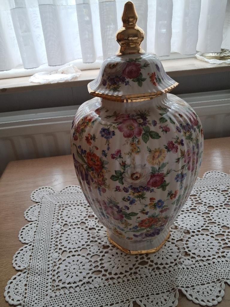 Lot de 2 vases Vintage BOCH  " fleurs de Saxe" -, Maison & Meubles, Comme neuf, Enlèvement, Autres types, Autres matériaux
