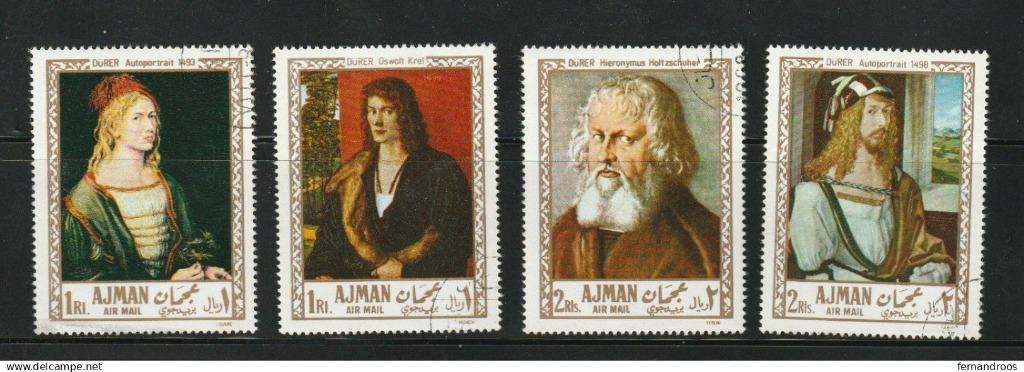 BAHREIN AJMAN TIMBRES 1968 PAINTINGS AIRMAIL OBLITERES, Enlèvement ou Envoi, Affranchi, Moyen-Orient
