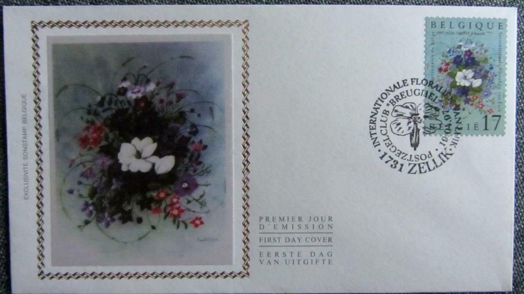 FDC OP ZIJDE -FLORALIËN- BLOEMEN-PLANTEN- BELGIË, Enlèvement ou Envoi, Affranchi, Animal et Nature