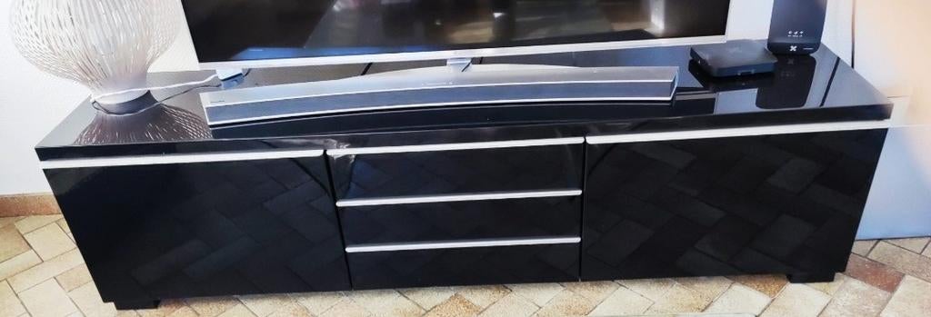 Meuble tv + étagère noir laqué l ensemble à 100 euro, Maison & Meubles, Enlèvement