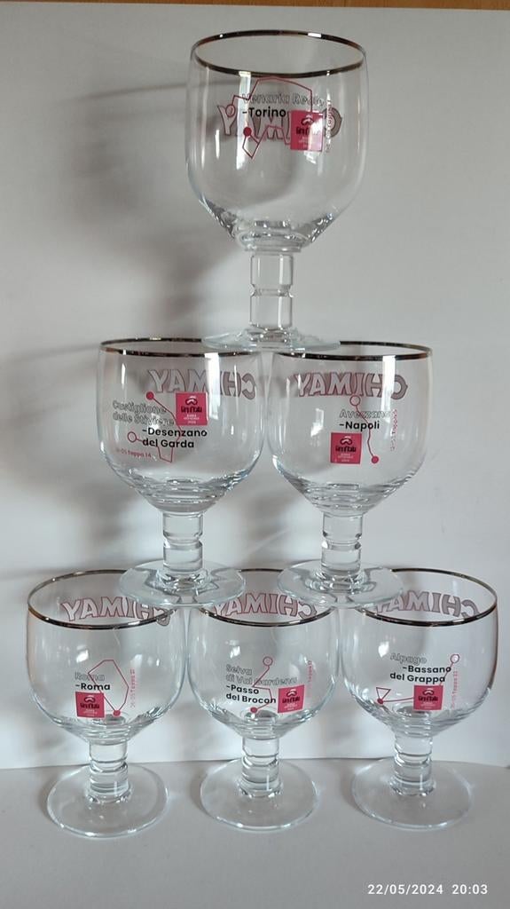 6 CHIMAY glazen met GIRO-etappes., Ophalen, Nieuw, Glas of Glazen, Overige merken