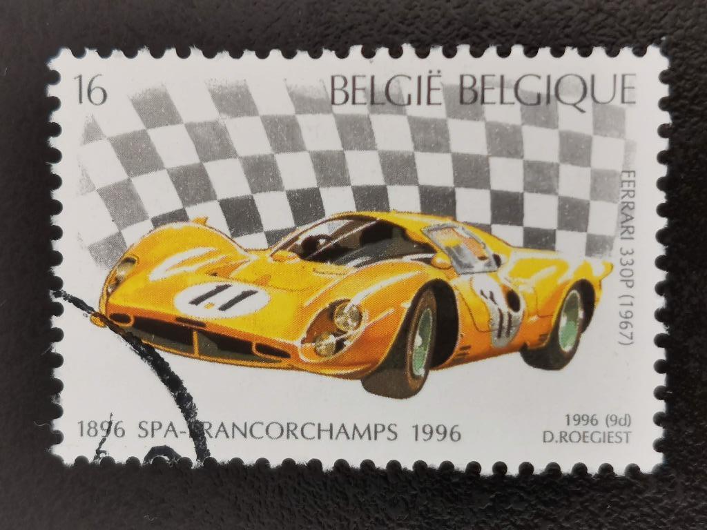 Belgie 1996 - 100 jaar autoraces in Spa - Ferrari, Postzegels en Munten, Ophalen of Verzenden, Gestempeld, Auto's
