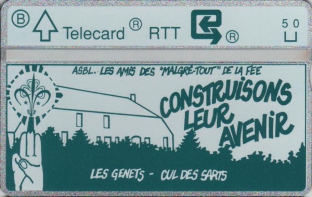 Télécarte Phonecard belge 211 A.M.T. (Construisons leur Aven, Ophalen