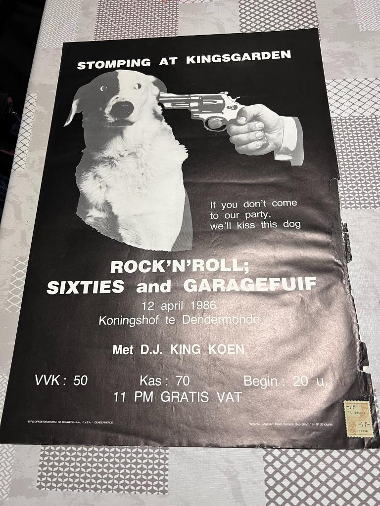 Affiche ancienne Stomping at Kingsgarden Rock 'n' roll ;, Enlèvement ou Envoi, Rectangulaire vertical, Musique, Utilisé