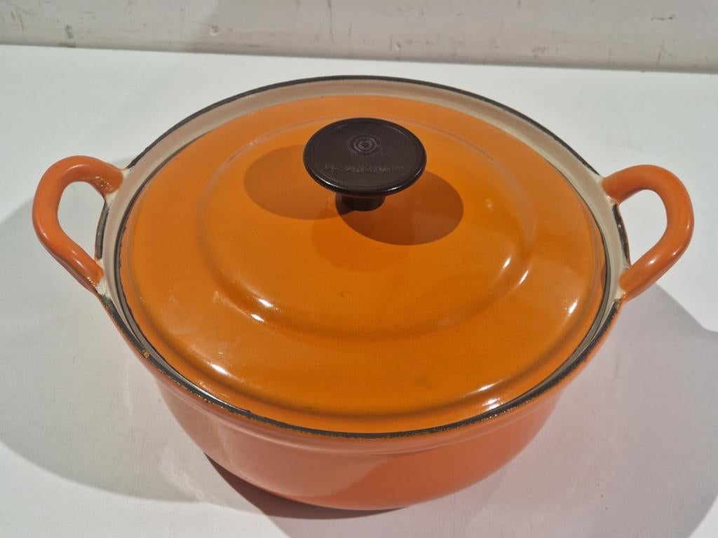 Creuset Faitout 20 cm oranje kleur , mooie  staat, Ophalen of Verzenden, Gebruikt, Gietijzer