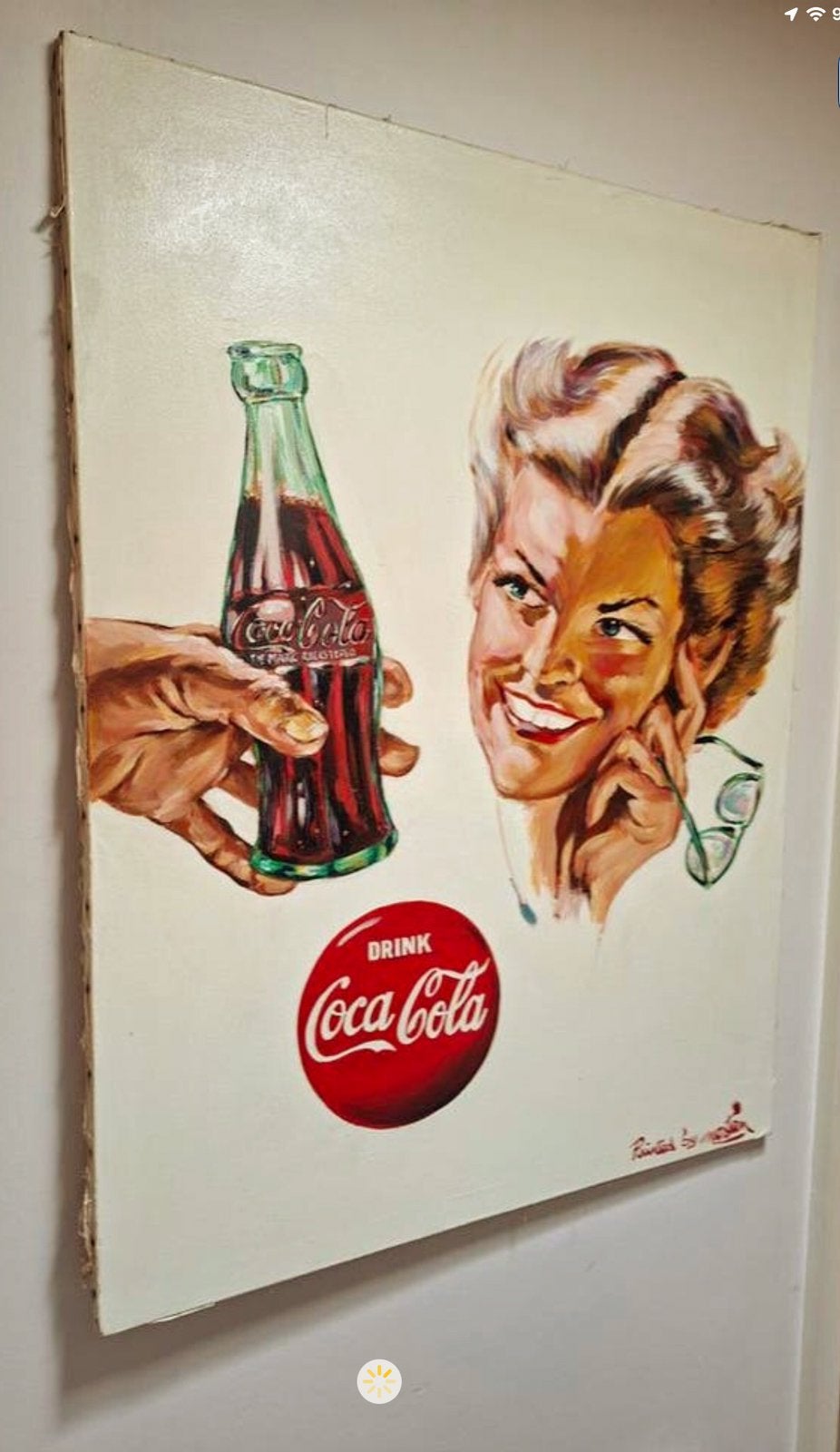 Grand tableau original Coca-Cola pin up sur toile Nids, Collections, Enlèvement, Comme neuf