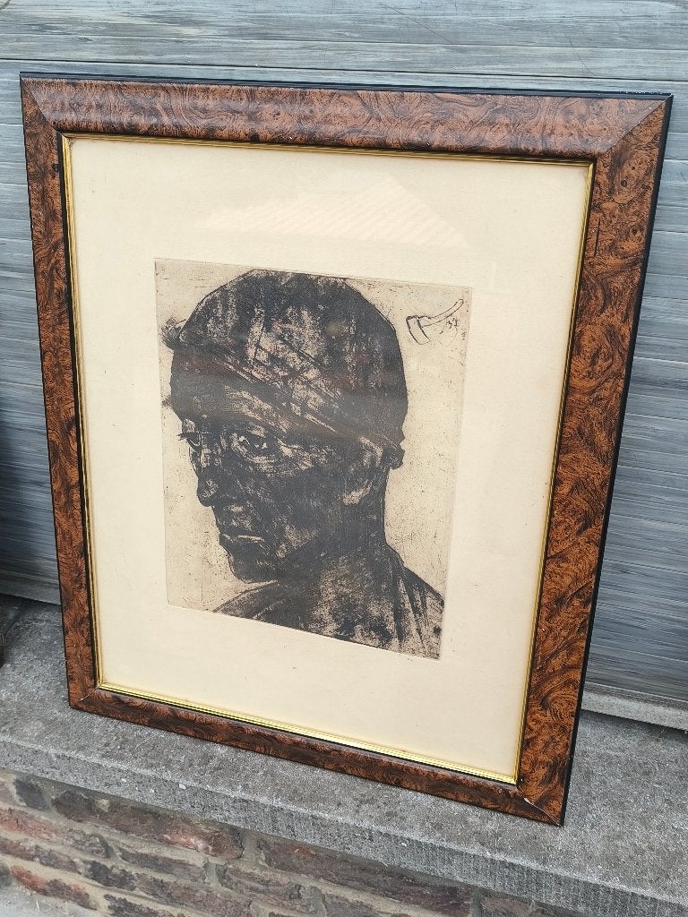 eau forte  mineur de  georges higuet, Antiek en Kunst, Ophalen of Verzenden