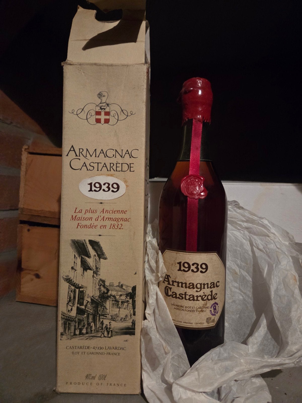Armagnac Castarède 1939, Collections, Vins, Enlèvement ou Envoi