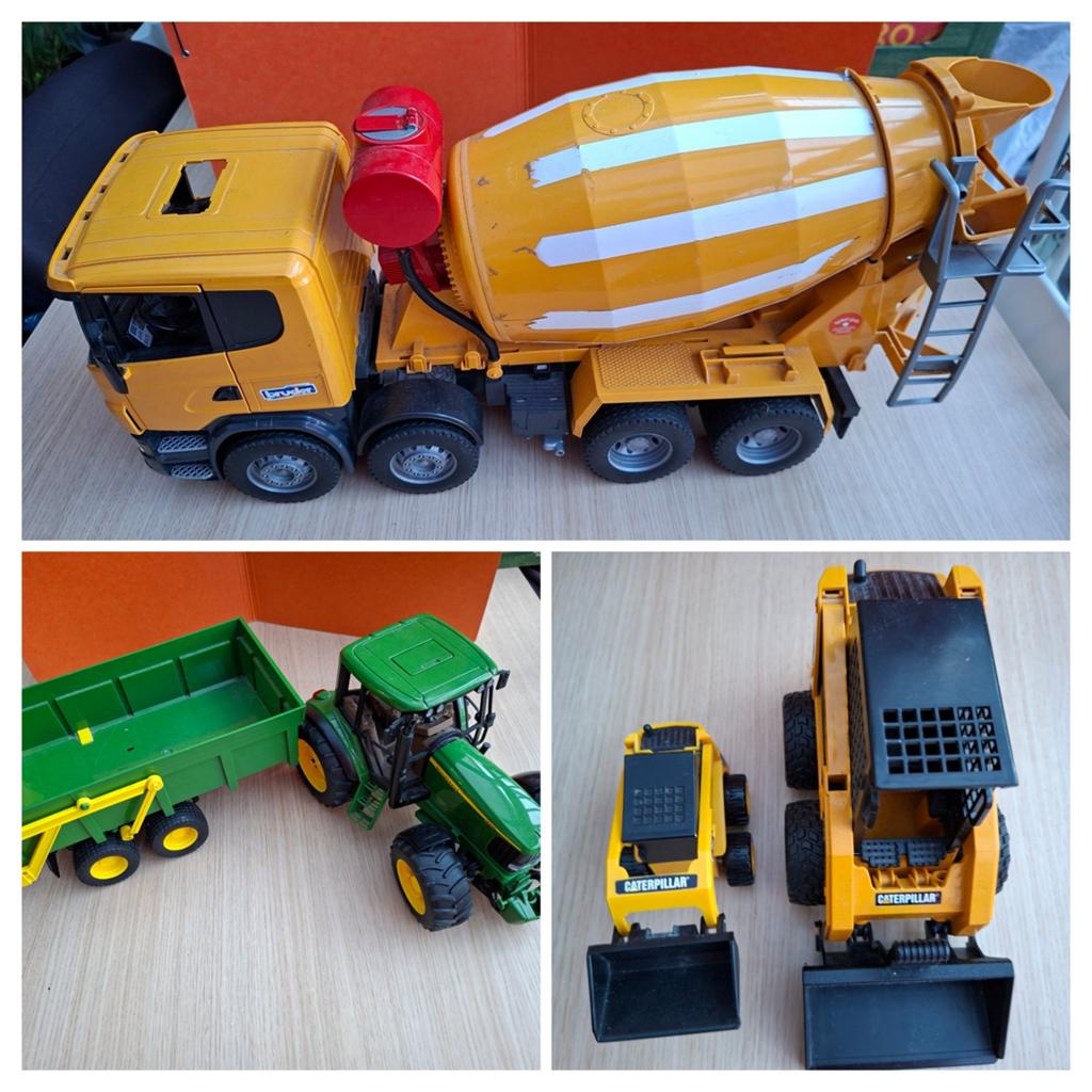 Bruder set 3+1 tractor, betonmixer en compactladers., Enlèvement, Utilisé