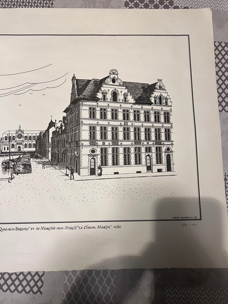 Litho op papier, Didier Nemerlin - A Bruxelles, A l'angle d, Antiquités & Art, Enlèvement ou Envoi, Autres sujets, Lithographie