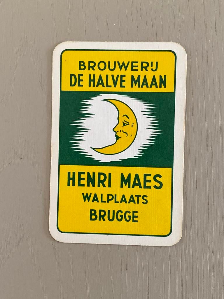Oude speelkaart brouwerij DE HALVE MAAN te BRUGGE, Ophalen of Verzenden, Zo goed als nieuw, Speelkaart(en)