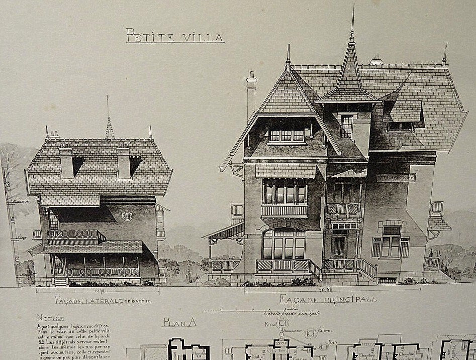 35 litho prenten ’Habitations modernes’ van E. Dufossez, Gelimiteerde oplage, Overige onderwerpen, Ophalen of Verzenden, Lithografie