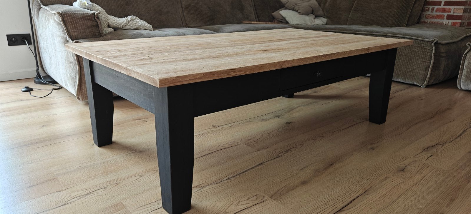 Landelijke eiken salontafel, Huis en Inrichting, Tafels | Salontafels, Ophalen