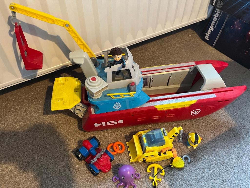 Paw Patrol Boot + brandweerwagen + ombouw truck, Ophalen, Zo goed als nieuw