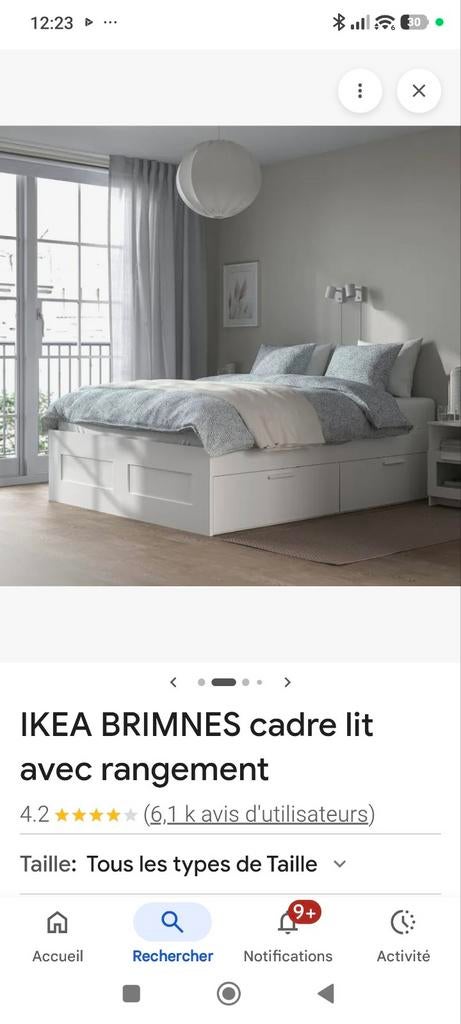 Lit 180 brimes ikea, Maison & Meubles, Enlèvement