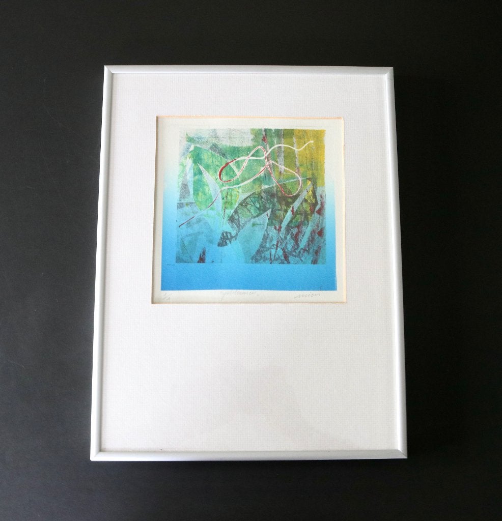 zeefdruk / litho kunstenares Mien ijsbloemen 1/1, Antiquités & Art, Numéroté, Enlèvement ou Envoi, Sérigraphie