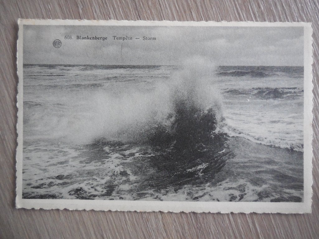 postkaart Blankenberge Storm, Verzamelen, Ophalen of Verzenden, 1940 tot 1960, Gelopen, West-Vlaanderen