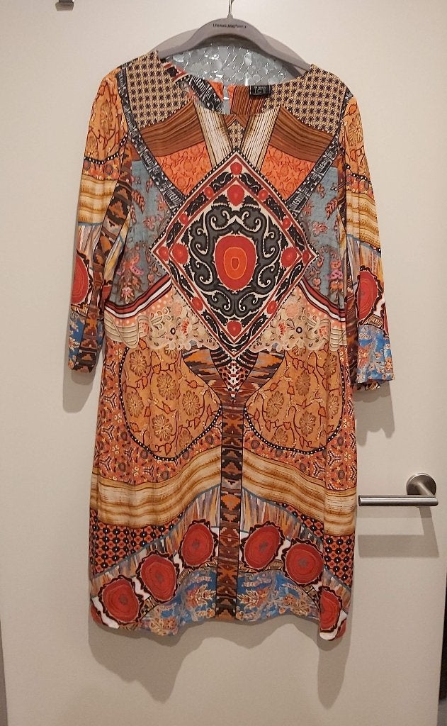 Green ICE Jurk met Etnische Print - Maat M-L, Kleding | Dames, Maat 38/40 (M), Oranje, Ophalen of Verzenden, Zo goed als nieuw