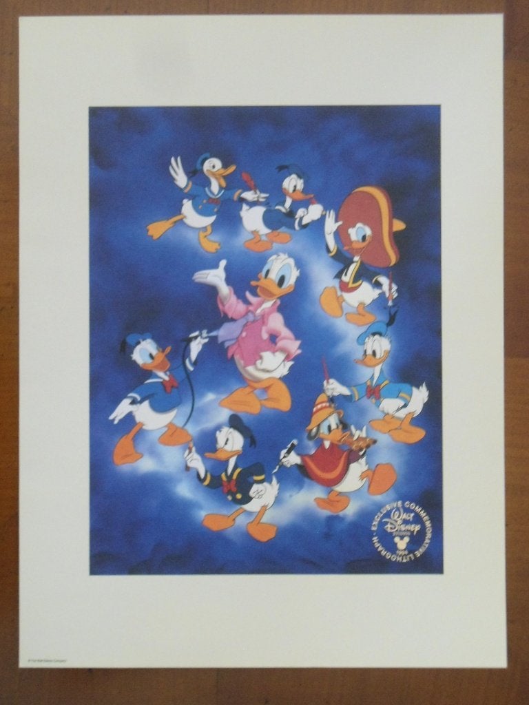 Walt Disney. Herdenkings-Litho., Enlèvement, Donald Duck, Comme neuf, Image ou Affiche