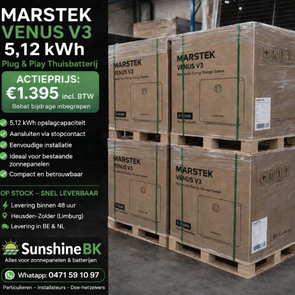 Marstek Venus V3 Thuisbatterij – 5,12 kWh (plug & play), Bricolage & Construction, Bricolage & Rénovation Autre, Neuf, Enlèvement ou Envoi