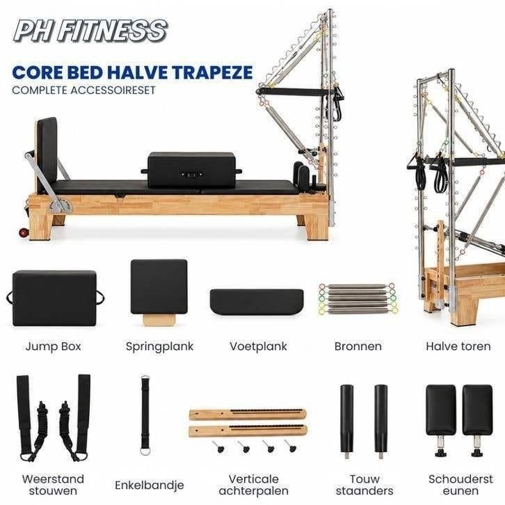 Houten Pilates Reformer met Tower | PH Fitness, Enlèvement ou Envoi, Neuf, Jambes, Autres types