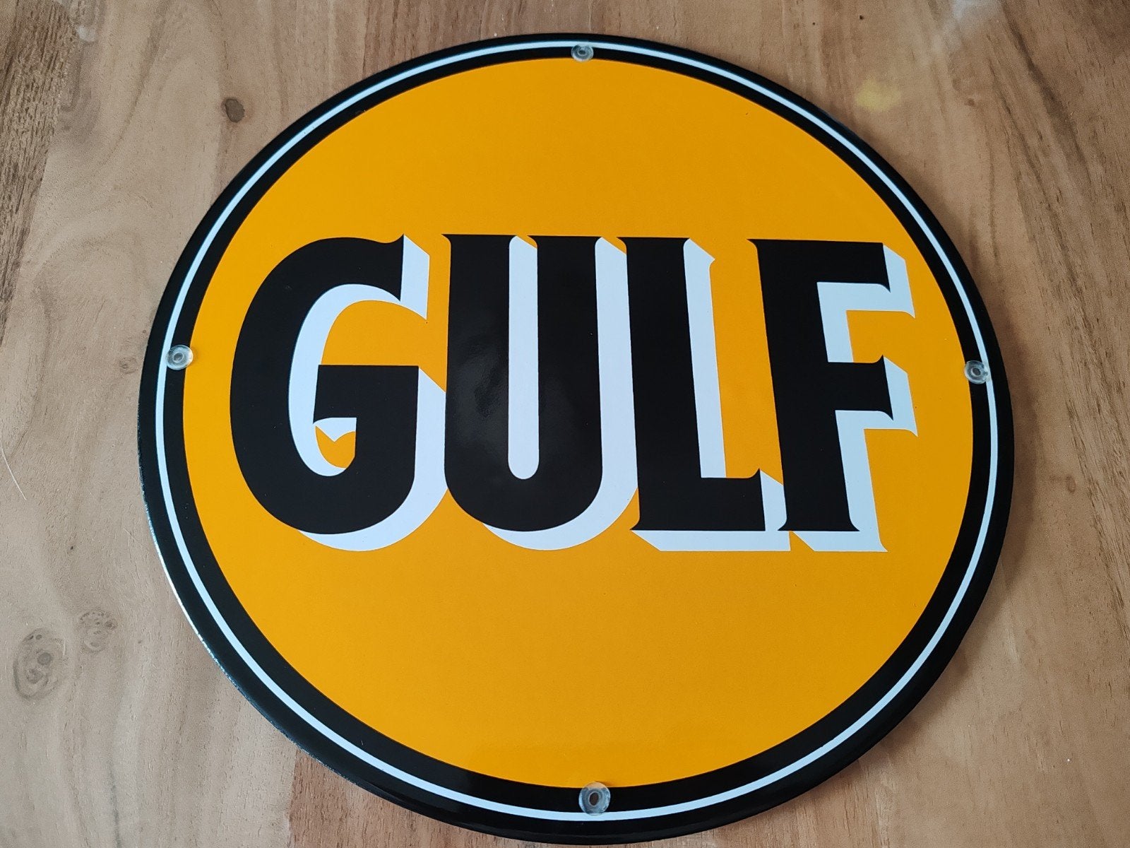 Plaque émaillée Gulf, Enlèvement ou Envoi, Comme neuf, Panneau publicitaire