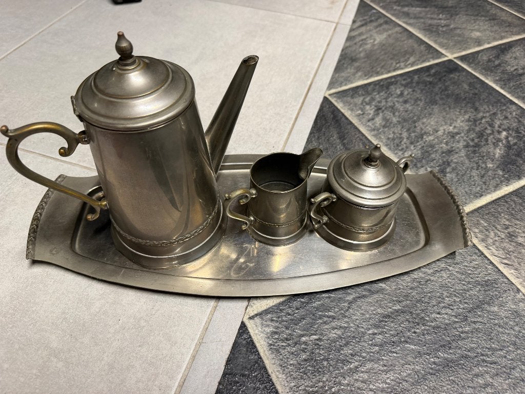 Vintage tinnen koffie- en theeservies, Enlèvement