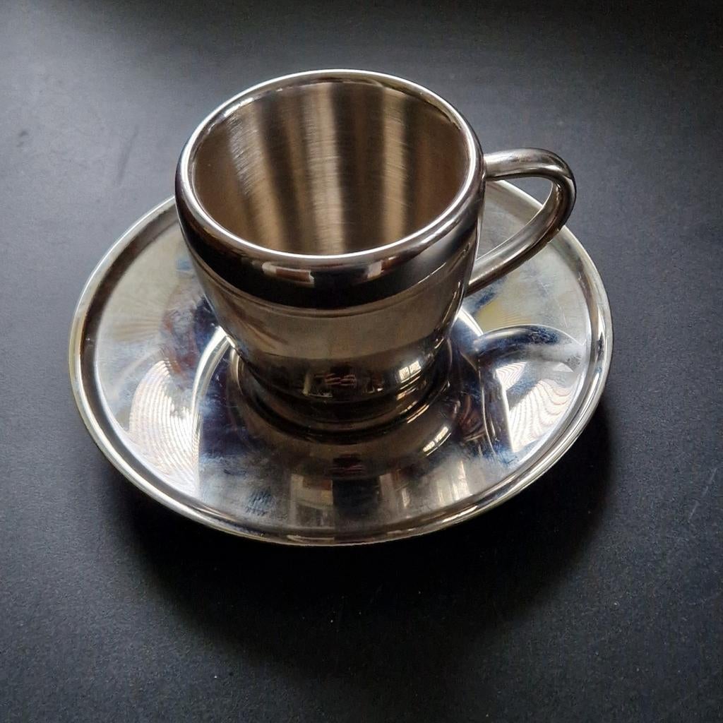 4 rvs espresso kopjes, Maison & Meubles, Enlèvement