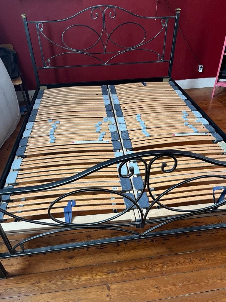 Vintage bed, Ophalen, Zwart, Vintage, Tweepersoons