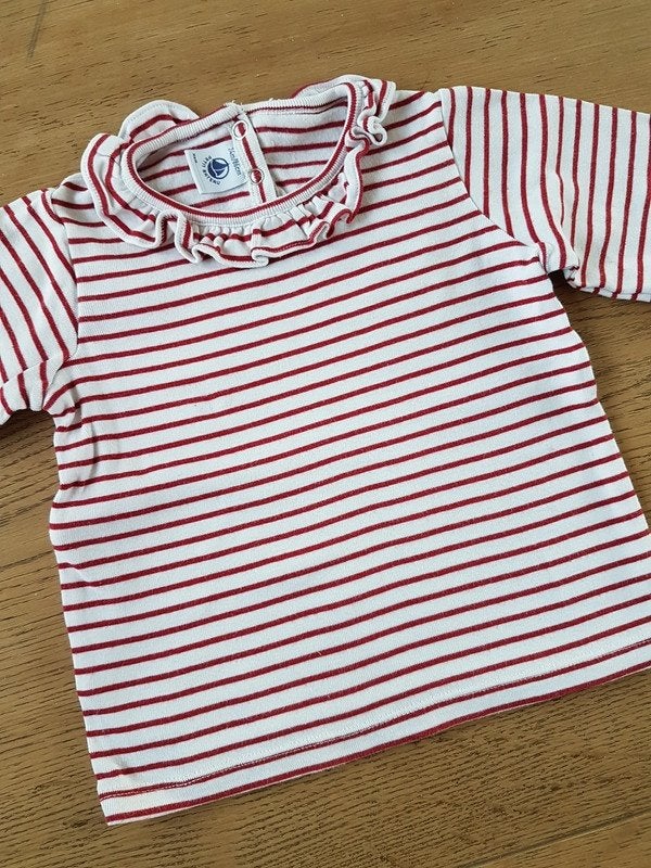 PETIT BATEAU - Jolie blouse lignée rouge - T.24 mois/86 cm, Kinderen en Baby's, Babykleding | Maat 86, Gebruikt, Meisje, Ophalen of Verzenden