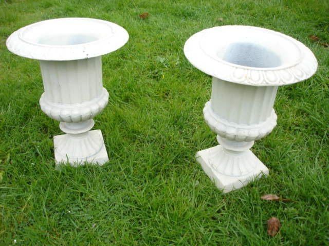 vasque en fonte blanc ou gris , jardinière 2 pcs !, Enlèvement ou Envoi, Neuf