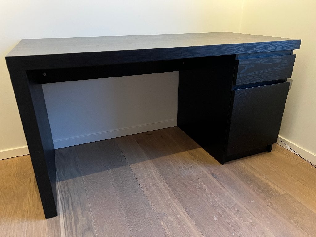 Bureau MALM noir, Maison & Meubles, Bureaux, Classique, 65 cm, Comme neuf, Bois