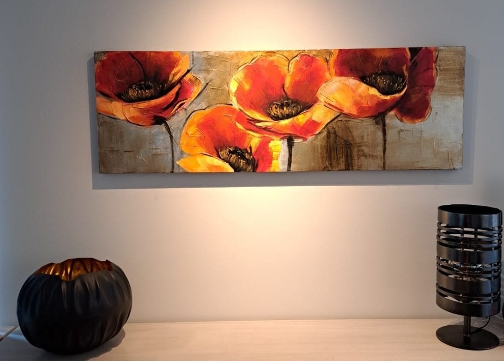 Grote kader, schilderij van klaprozen, Antiquités & Art, Art | Peinture | Classique, Enlèvement, Signé, Fleurs, Toile