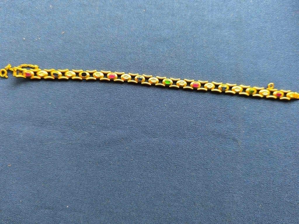 18 karaat gouden schakelarmband, Handtassen en Accessoires, Ophalen of Verzenden, Zo goed als nieuw, Met edelsteen, Goud