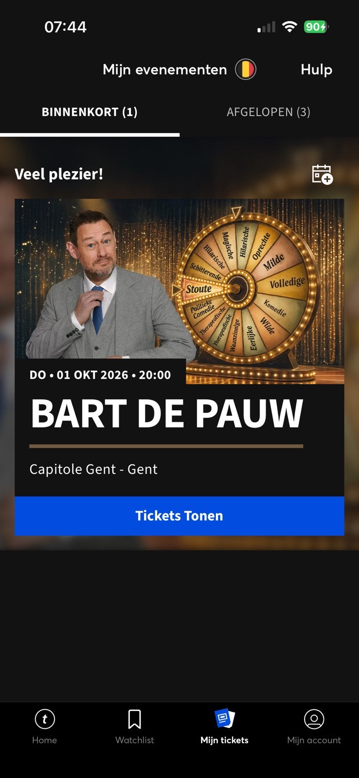 Stoute Bart De Pauw show donderdag 1/10, Tickets en Kaartjes, Twee personen, Oktober, Overige typen