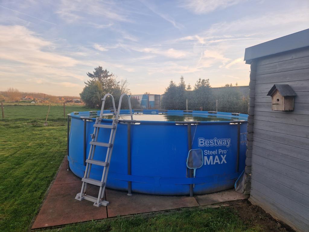 Zwembad met warmtepomp etc, Gebruikt, Rond, 300 cm of meer, Ophalen