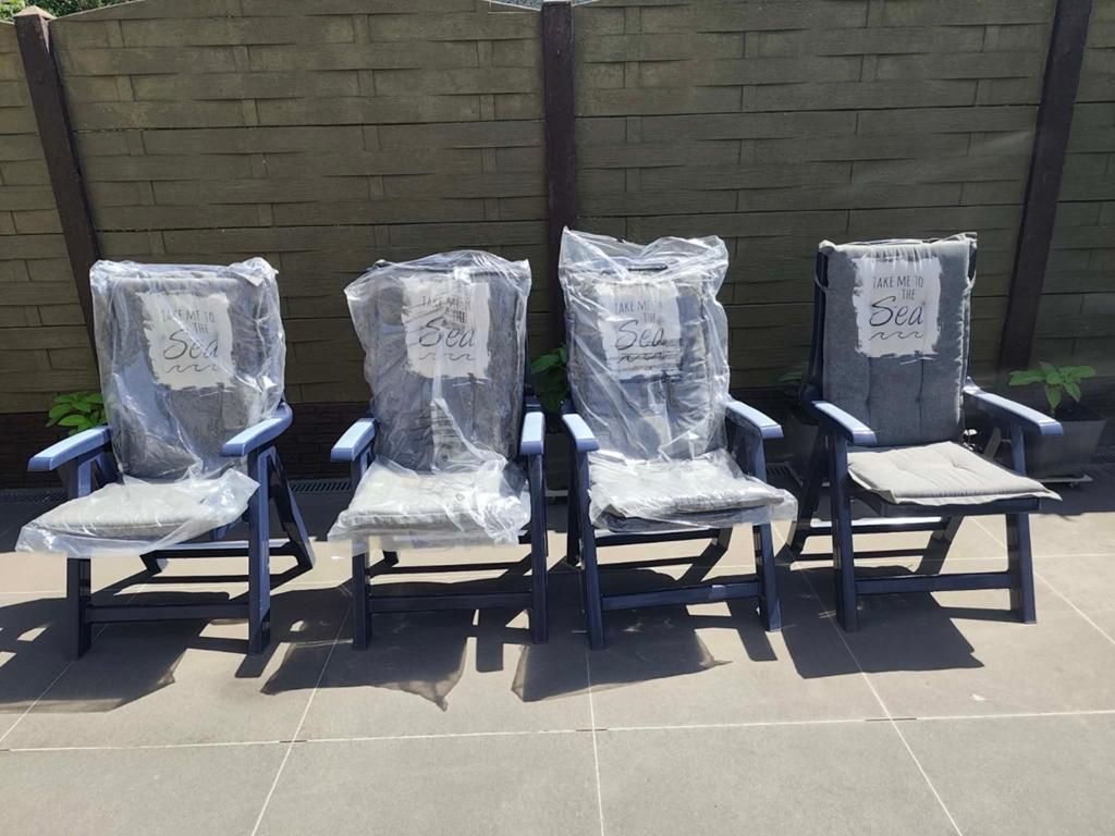 4 tuinstoelen met kussens, Tuin en Terras, Ophalen