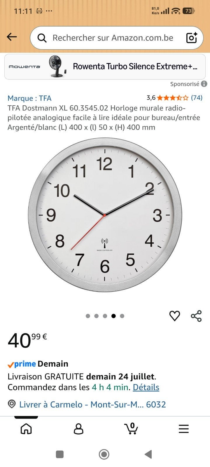 Horloge radio -pilotée analogique( ARTICLE  NEUF), Enlèvement ou Envoi, Analogique, TFA, Blanc