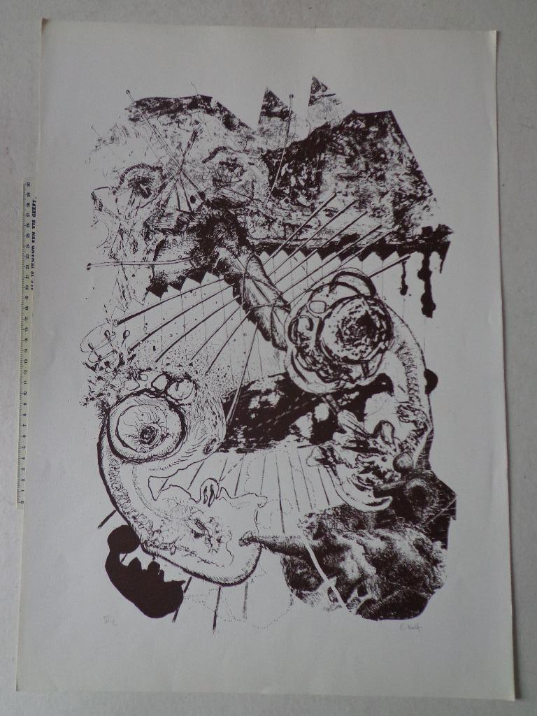 surrealistische zeefdruk van Eddy Nolf uit 1978, Antiek en Kunst, Kunst | Litho's en Zeefdrukken, Ophalen of Verzenden