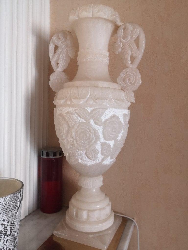 Vase en albâtre avec lampe intégrée 55 cm, Enlèvement