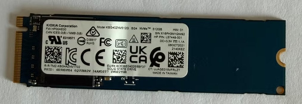 Kioxia Ssd NVMe 512 gb, Computers en Software, Intern, Gebruikt, KIOXIA, SSD