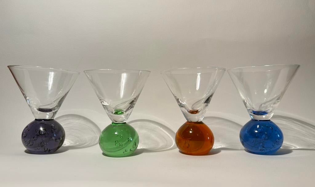 Set van 4 vintage Martini/cocktailglazen uit de jaren 70, Verzamelen, Glas en Drinkglazen, Ophalen of Verzenden
