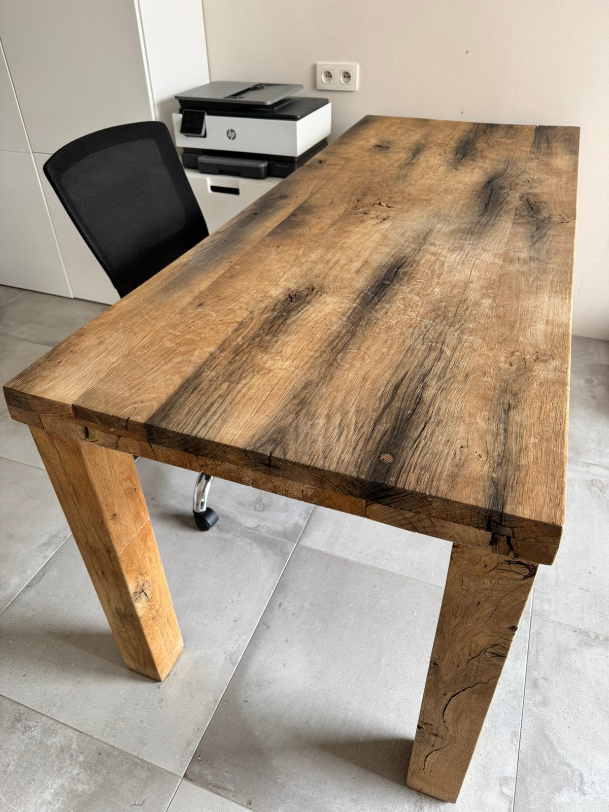 Massief eiken tafel, Huis en Inrichting, Tafels | Eettafels, Ophalen, Gebruikt, Eikenhout, 50 tot 100 cm